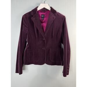 Gap Womens Sz 6 Small Purple Velvet Blazer Y2K Steampunk Glam Whimsigoth Artsy